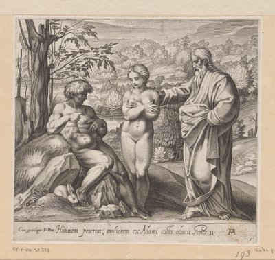 Gott erschafft Mann und Frau von Francesco Villamena