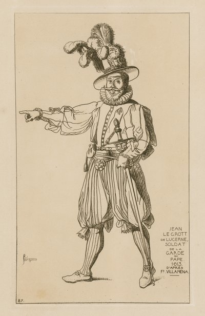 Jean le Grott von Luzern, Gardist des Papstes, 1613 von Francesco Villamena