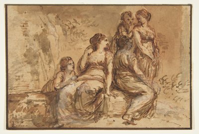 Fünf junge Frauen in einer Landschaft von Francesco Zuccarelli