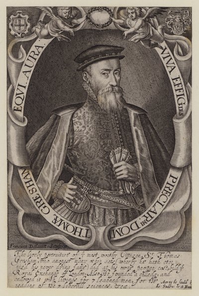 Sir Thomas Gresham, englischer Kaufmann und Finanzier, Gründer der Royal Exchange von Francis (after) Delaram
