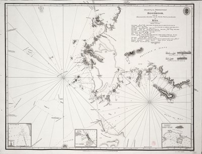 Karte des Vorgebirges von Boodroom mit den Karabaghla-Inseln und dem Nordpunkt der Insel Kos ... von Francis Beaufort F.R.S. ... 1811 von Francis Beaufort