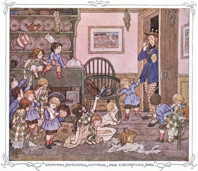 „Schneiden, Nähen, Schneiden und Erfinden, Papa“, aus The Magic Fishbone von Francis Donkin Bedford