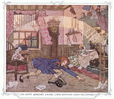Das Gehalt der königlichen Quartiere kam durch den Schornstein herunter, aus The Magic Fishbone, veröffentlicht von Warne & Co, ca. 1940 von Francis Donkin Bedford