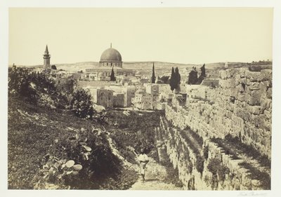 Stadtmauer und Omar-Moschee, Jerusalem, 1857 von Francis Frith