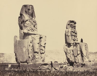 Die Statuen der Ebene, Theben, 1858 von Francis Frith
