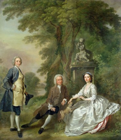Jonathan Tyers (gest. 1767) und seine Tochter Elizabeth und ihr Ehemann John Wood, ca. 1750-52 von Francis Hayman