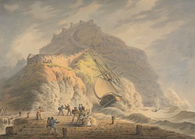 Scarborough: Schiffswrack am Fuß der Schlossklippe von Francis Nicholson