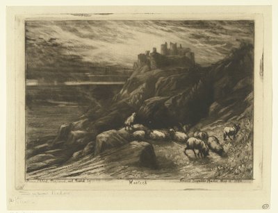 Harlech Castle in Wales Harlech (Titel auf Objekt) von Francis Seymour Haden (Sir) (signed by artist)