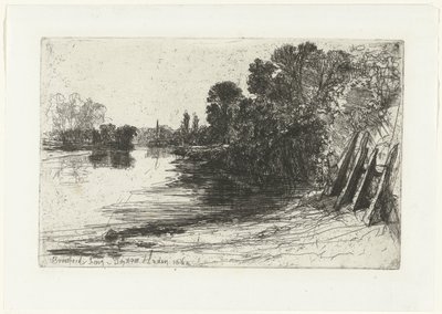 Ufer der Themse bei Brentford von Francis Seymour Haden (Sir) (signed by artist)