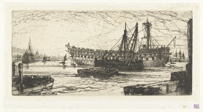 Abwracken des Schiffes Agamemnon von Francis Seymour Haden (Sir) (signed by artist)