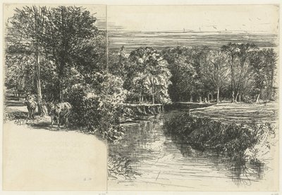 Zwei Esel und der Fluss Dundrum von Francis Seymour Haden (Sir) (signed by artist)