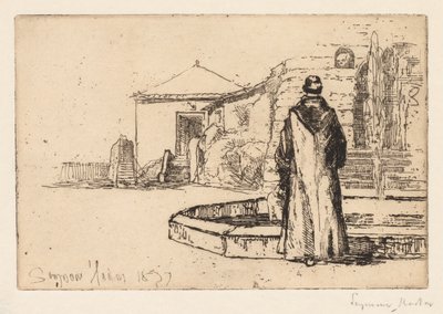Mönch an einem Brunnen, 1877 von Francis Seymour Haden
