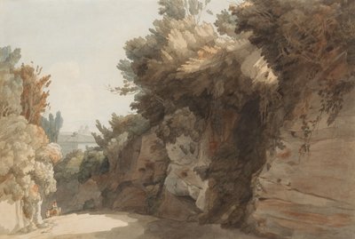 Ein Blick in der Nähe des Arco Scuro, Blick auf die Villa Medici, Rom, 1785 von Francis Towne