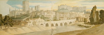 Kathedrale und Schloss von Durham vom Fluss Wear aus, 1811 von Francis Towne