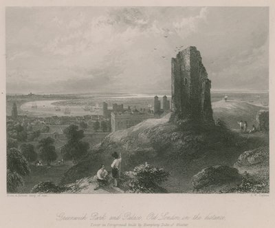 Greenwich Park und Palast, Alt-London in der Ferne von Francis William Topham
