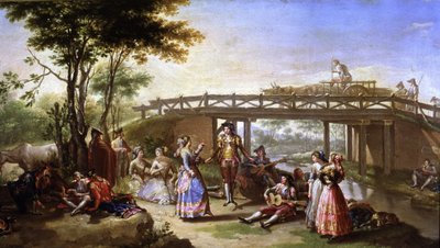 Die Brücke des Kanals von Madrid (Detail) von Francisco Bayeu y Subias