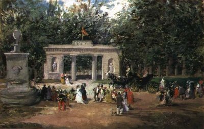 Das Tor des Botanischen Gartens in Madrid vom Prado-Museum aus von Francisco Domingo Marqués