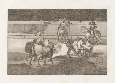 Banderillas de Fuego, Platte 31 aus La tauromaquia von Francisco de Goya