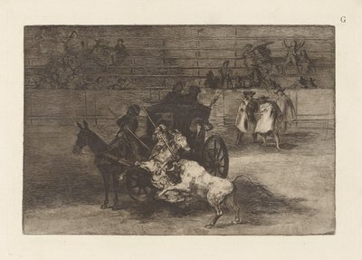 Kampf in einer Kutsche, die von zwei Maultieren gezogen wird von Francisco de Goya
