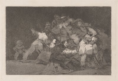 Disparate general (Allgemeine Torheit), auch bekannt als Unas de Gato y Habito de Beato (Die Krallen einer Katze und das Gewand eines Gläubigen), aus der Serie Los disparates (Los proverbios) von Francisco de Goya