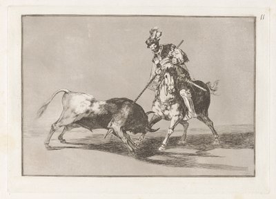 El Cid Campeador spießt einen weiteren Stier auf, Platte 11 aus La tauromaquia von Francisco de Goya