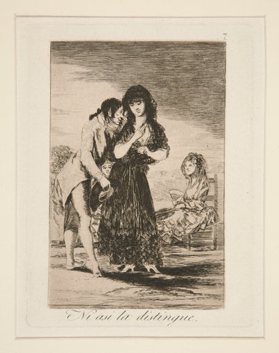 Nicht einmal so kann er sie erkennen, pl. 7 aus Los caprichos von Francisco de Goya