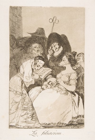 Platte 57 aus Los Caprichos: Die Abstammung, 1799 von Francisco de Goya