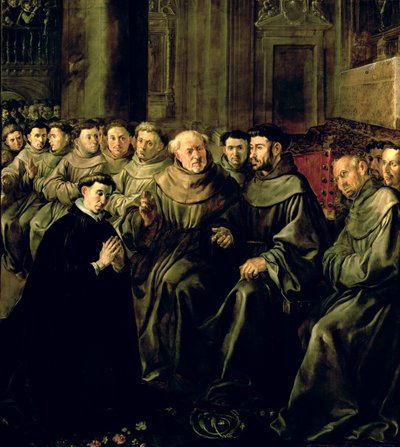 Begrüßung des Hl. Bonaventura (1221-74) in den Franziskanerorden, ca. 1628 von Francisco Herrera