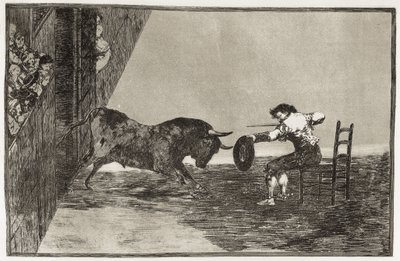 GOYA Y LUCIENTES, Francisco de (1746-1828). Der Mut von Martincho (wahrscheinlich Antonio Ebassum) im Ring von Saragossa. 1816. (24,9 x 35,7 cm). Platte 18 von „Die Kunst des Stierkampfs“. Radierung. SPANIEN. MADRID (AUTONOME GEMEINSCHAFT). Madrid. Nationa von Francisco Jose de Goya y Lucientes