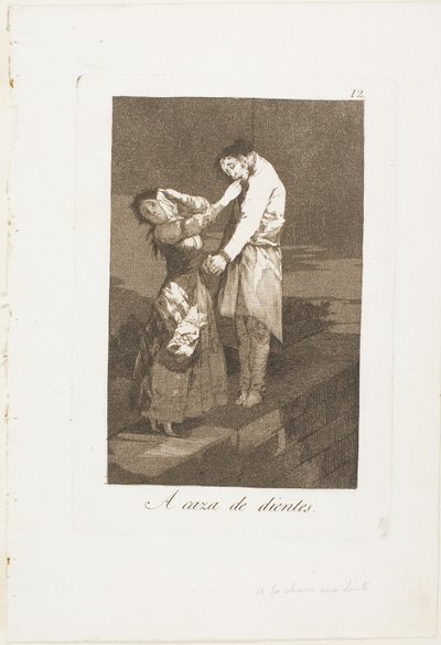 Auf der Jagd nach Zähnen, Platte zwölf aus Los Caprichos von Francisco Jose de Goya y Lucientes