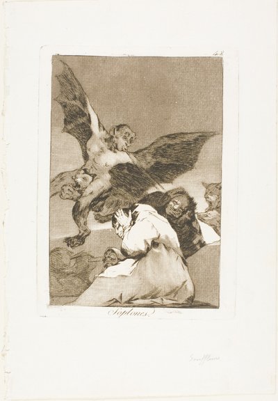 Geschichtenerzähler - Windstöße, Platte 48 aus Los Caprichos von Francisco Jose de Goya y Lucientes