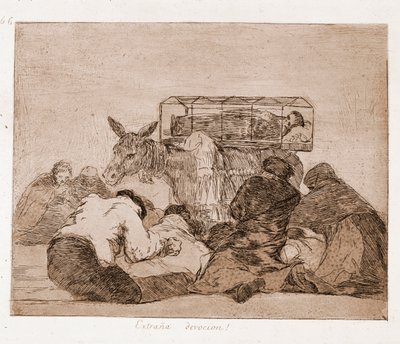 Die Schrecken des Krieges: Seltsame Hingabe (Radierung nach der Vorzeichnung) von Francisco de Goya