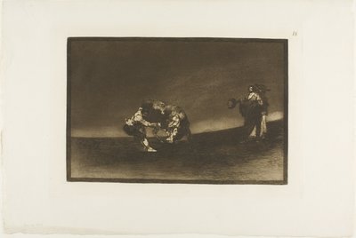 Der gleiche Mann wirft einen Stier in der Arena in Madrid, Platte 16 aus Die Kunst des Stierkampfs von Francisco Jose de Goya y Lucientes