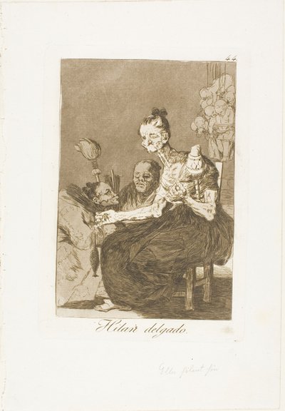 Sie spinnen fein, Platte 44 aus Los Caprichos von Francisco Jose de Goya y Lucientes