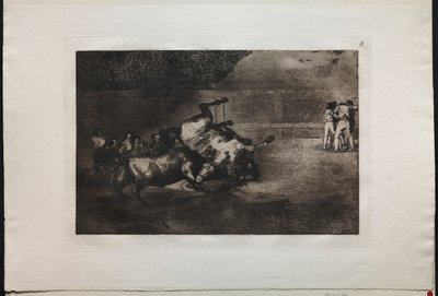 Stierkämpfe: Ein Pferd wird vom Stier geworfen von Francisco de Goya