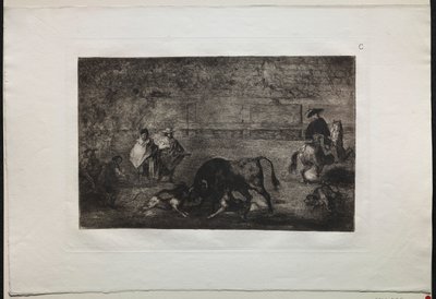 Stierkämpfe: Der Hund wird auf den Stier losgelassen von Francisco de Goya