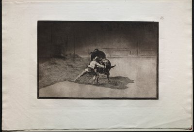 Stierkämpfe: Der berühmte Martincho platziert die Banderillas und spielt mit dem Stier von Francisco de Goya