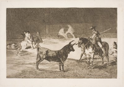 Der gefeierte Picador, Fernando del Toro, provoziert den wütenden Stier mit seiner Lanze von Francisco de Goya