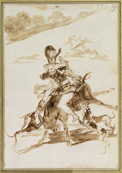 Hunde greifen einen Mann auf einem Maultier an von Francisco de Goya