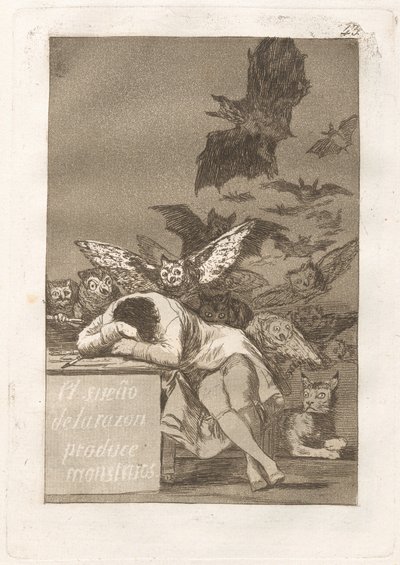 Der Schlaf der Vernunft gebiert Ungeheuer von Francisco de Goya