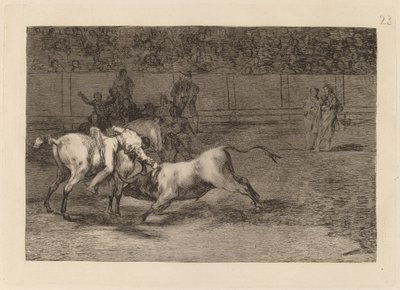 Mariano Ceballos, alias der Indianer, tötet den Stier von seinem Pferd aus von Francisco de Goya