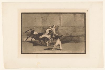 Stier wordt gegrepen door stierenvechters von Francisco de Goya