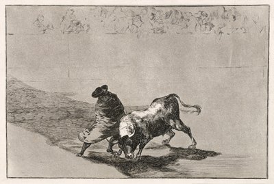Der clevere Schüler von Falces reizt den Stier, indem er sich in seinen Umhang hüllt, 1814-16 von Francisco de Goya