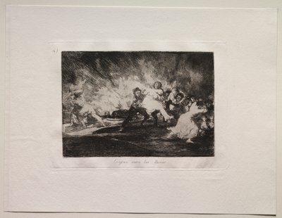 Die Schrecken des Krieges: Sie entkommen durch die Flammen von Francisco de Goya