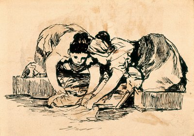 Die Wäscherinnen, spätes 18. - frühes 19. Jahrhundert (Zeichnung) von Francisco de Goya