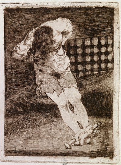 Die Einkerkerung eines Schuldigen erfordert keine Folter (Gravur) von Francisco de Goya