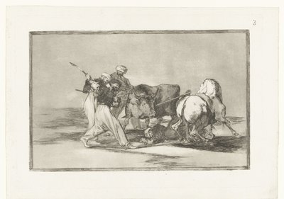 Vier Männer jagen einen Stier von Francisco de Goya
