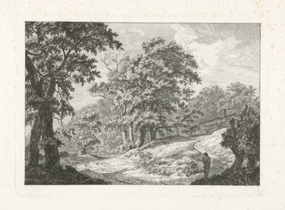 Landschaft mit zwei Figuren neben der Straße von Franciscus Andreas Milatz