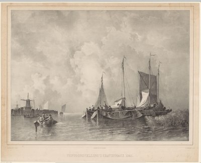 Hafen mit Booten von Franciscus Bernardus Waanders
