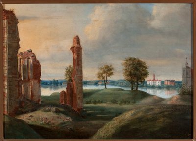 Birże mit den Ruinen des Radziwiłł-Schlosses von Franciszek Smuglewicz